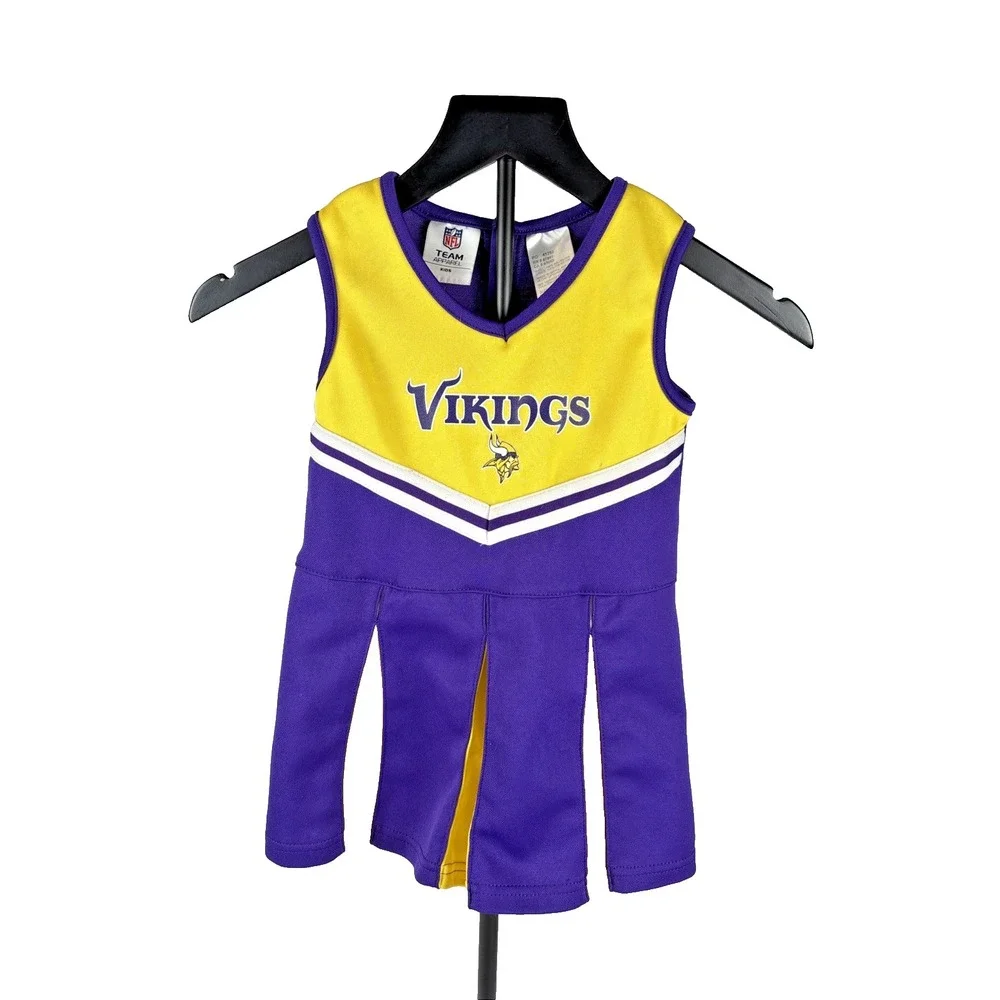 NFL Team Apparel Cheerleader Dress Toddler 4T Purple Gold Minnesota Vikings Logo